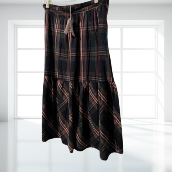 Free Assembly Ruffle Belted Midi Skirt with Pockets - NWT 100% Cotton - Picture 5 of 10